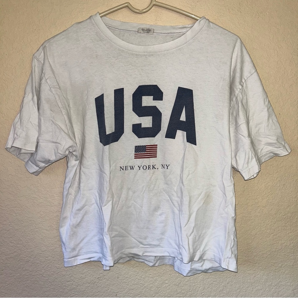 John Galt (Brandy Melville) White USA Graphic Tee
